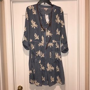 Light Blue Dress Barn Dress w/ embroidered Flowers